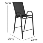 Ensemble de 5 tables de bar en verre pour extérieur avec 4 tabourets
