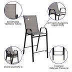 Ensemble de 5 tables de bar en verre pour extérieur avec 4 tabourets
