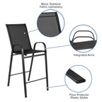 Ensemble de 5 tables de bar en verre pour extérieur avec 4 tabourets