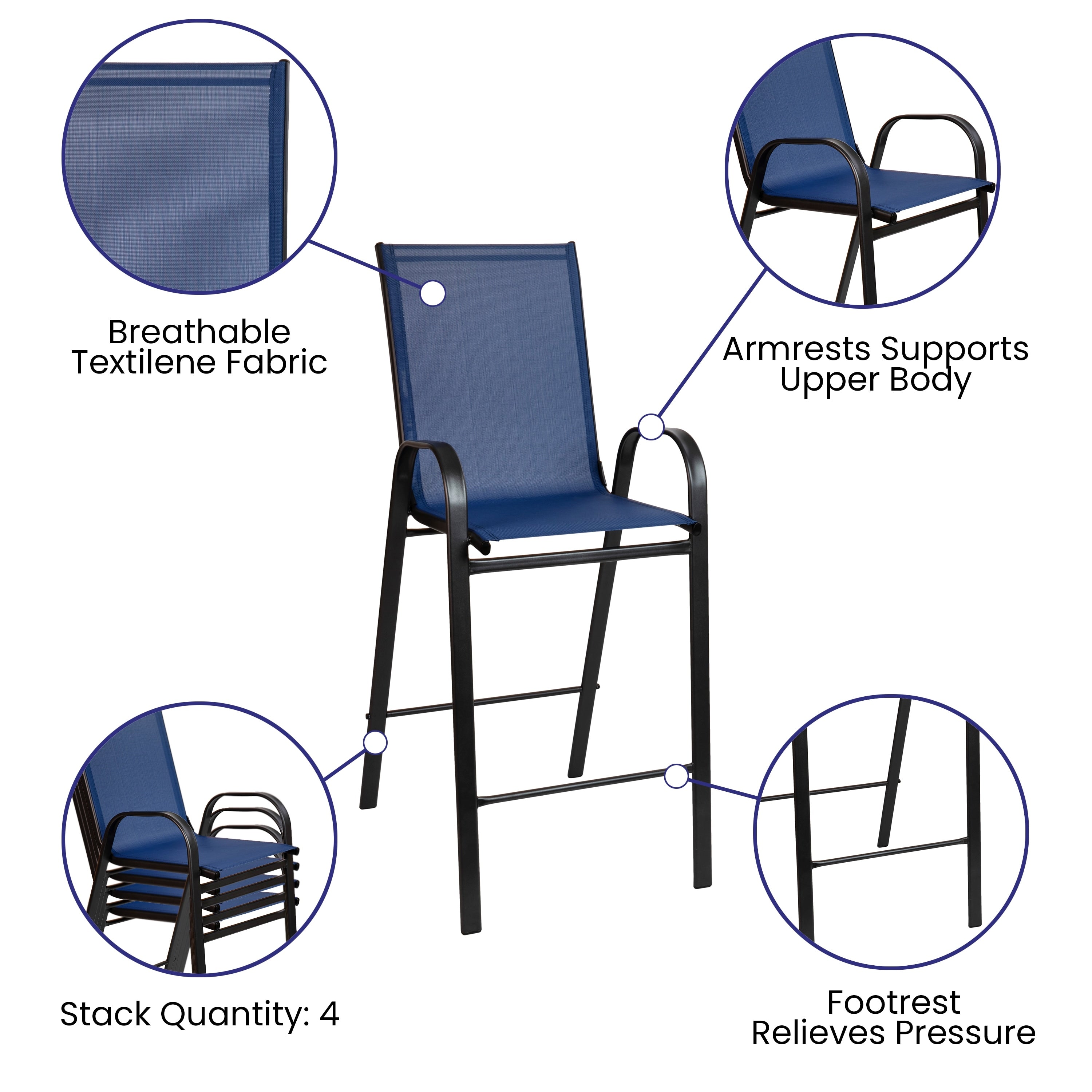 Ensemble de 5 tables de bar en verre pour extérieur avec 4 tabourets