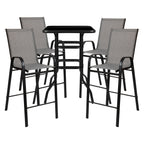 Ensemble de 5 tables de bar en verre pour extérieur avec 4 tabourets