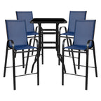 Ensemble de 5 tables de bar en verre pour extérieur avec 4 tabourets
