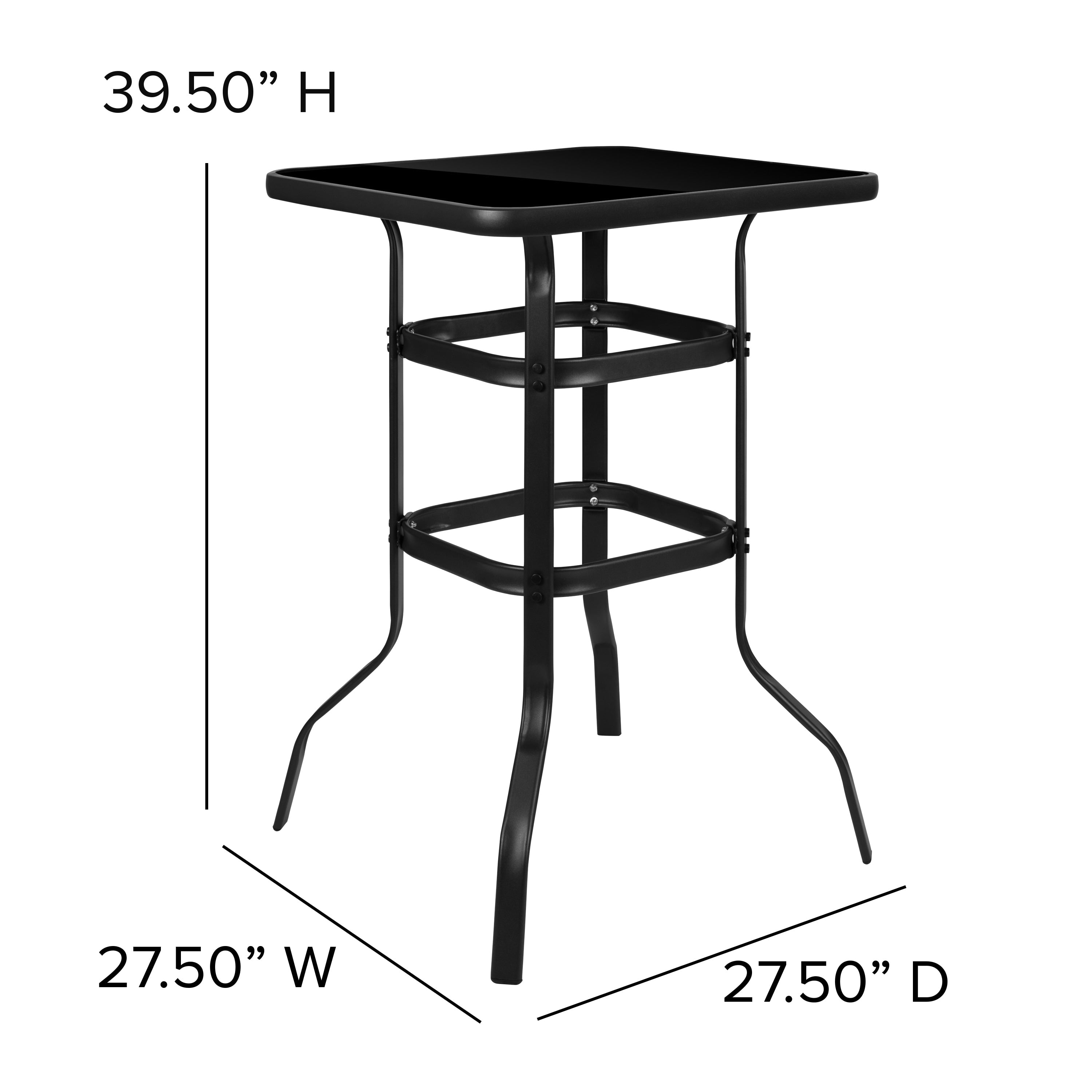 Ensemble de 5 tables de bar en verre pour extérieur avec 4 tabourets