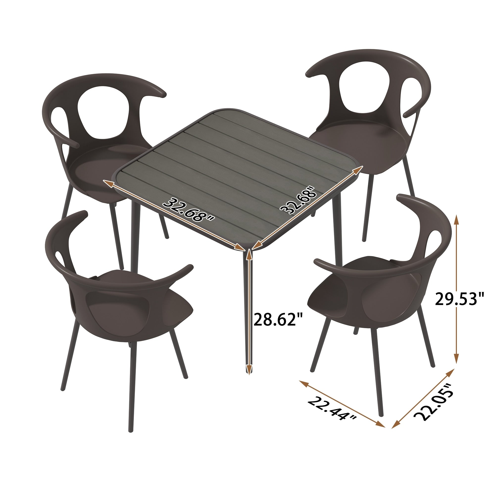 Ensemble de salle à manger d'extérieur en métal 5 pièces