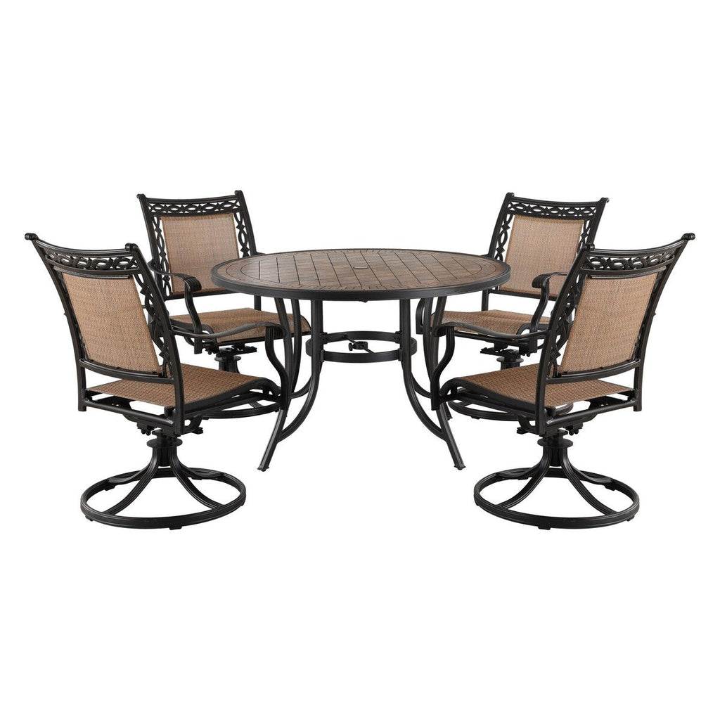 Ensemble de salle à manger d'extérieur 5 pièces en aluminium moulé pour patio