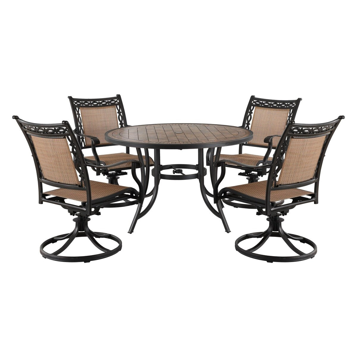 Ensemble de salle à manger d'extérieur 5 pièces en aluminium moulé pour patio