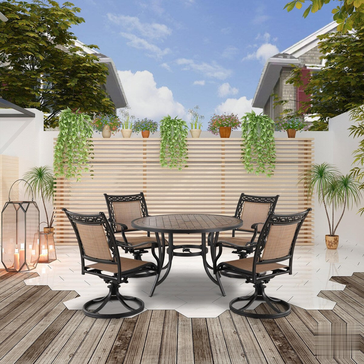 Ensemble de salle à manger d'extérieur 5 pièces en aluminium moulé pour patio