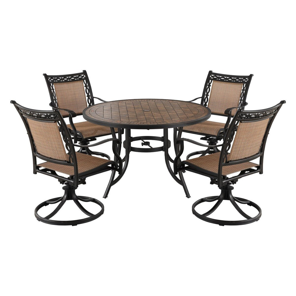 Ensemble de salle à manger d'extérieur 5 pièces en aluminium moulé pour patio