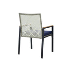 Ensemble de salle à manger d'extérieur en rotin 5 pièces avec chaises empilables, plateau de table en bois d'acacia de 35 po avec trou pour parasol