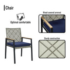 Ensemble de salle à manger d'extérieur en rotin 5 pièces avec chaises empilables, plateau de table en bois d'acacia de 35 po avec trou pour parasol