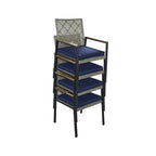 Ensemble de salle à manger d'extérieur en rotin 5 pièces avec chaises empilables, plateau de table en bois d'acacia de 35 po avec trou pour parasol