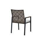 Ensemble de salle à manger d'extérieur en rotin 5 pièces avec chaises empilables, plateau de table en bois d'acacia de 35 po avec trou pour parasol