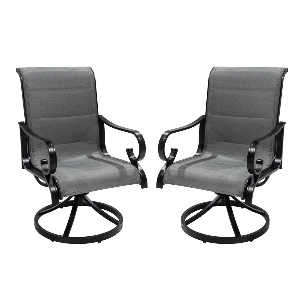 Ensemble de salle à manger d'extérieur 5 pièces avec chaises pivotantes en textilène et aluminium