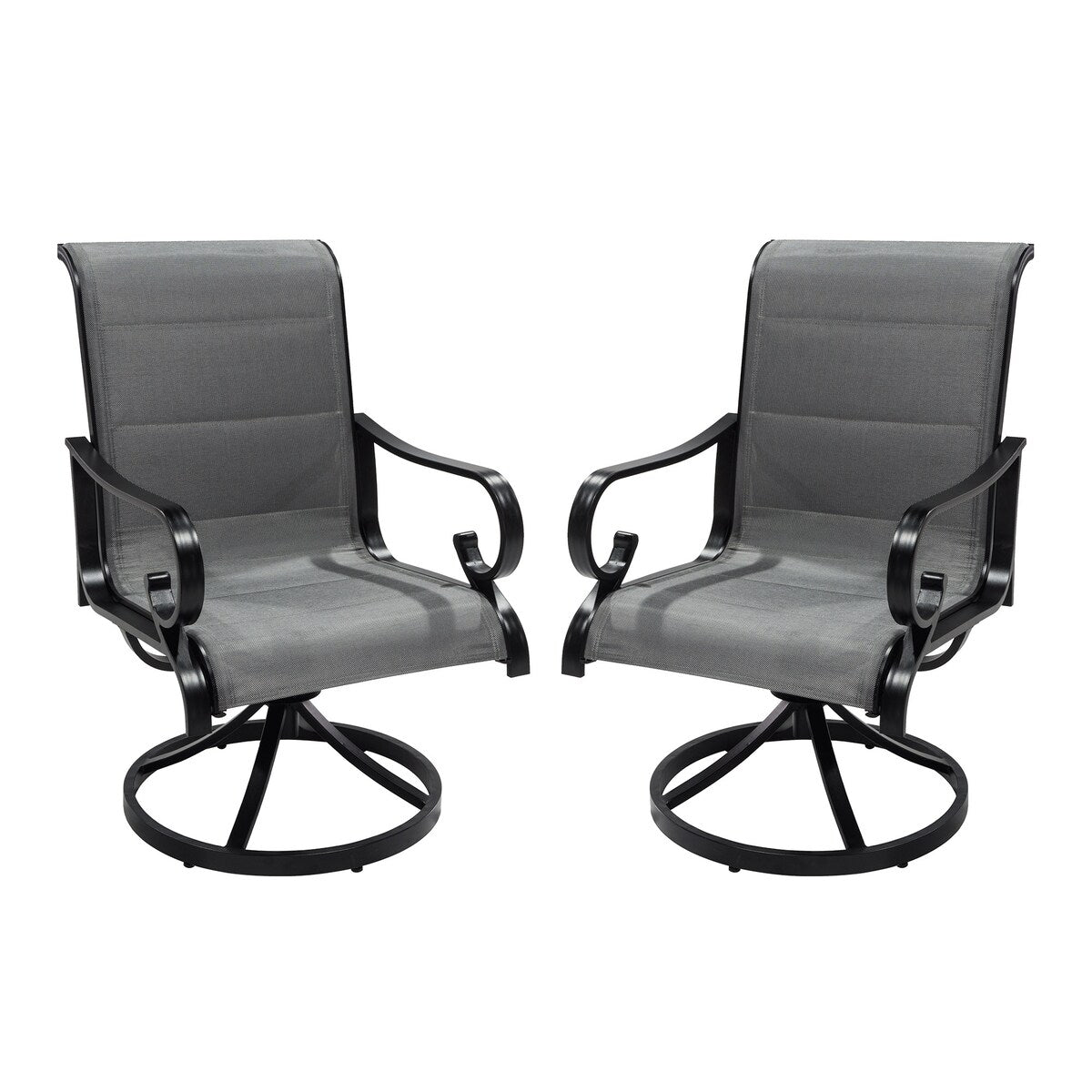 Ensemble de salle à manger d'extérieur 5 pièces avec chaises pivotantes en textilène et aluminium