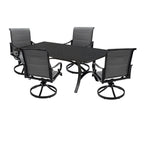 Ensemble de salle à manger d'extérieur 5 pièces avec chaises pivotantes en textilène et aluminium