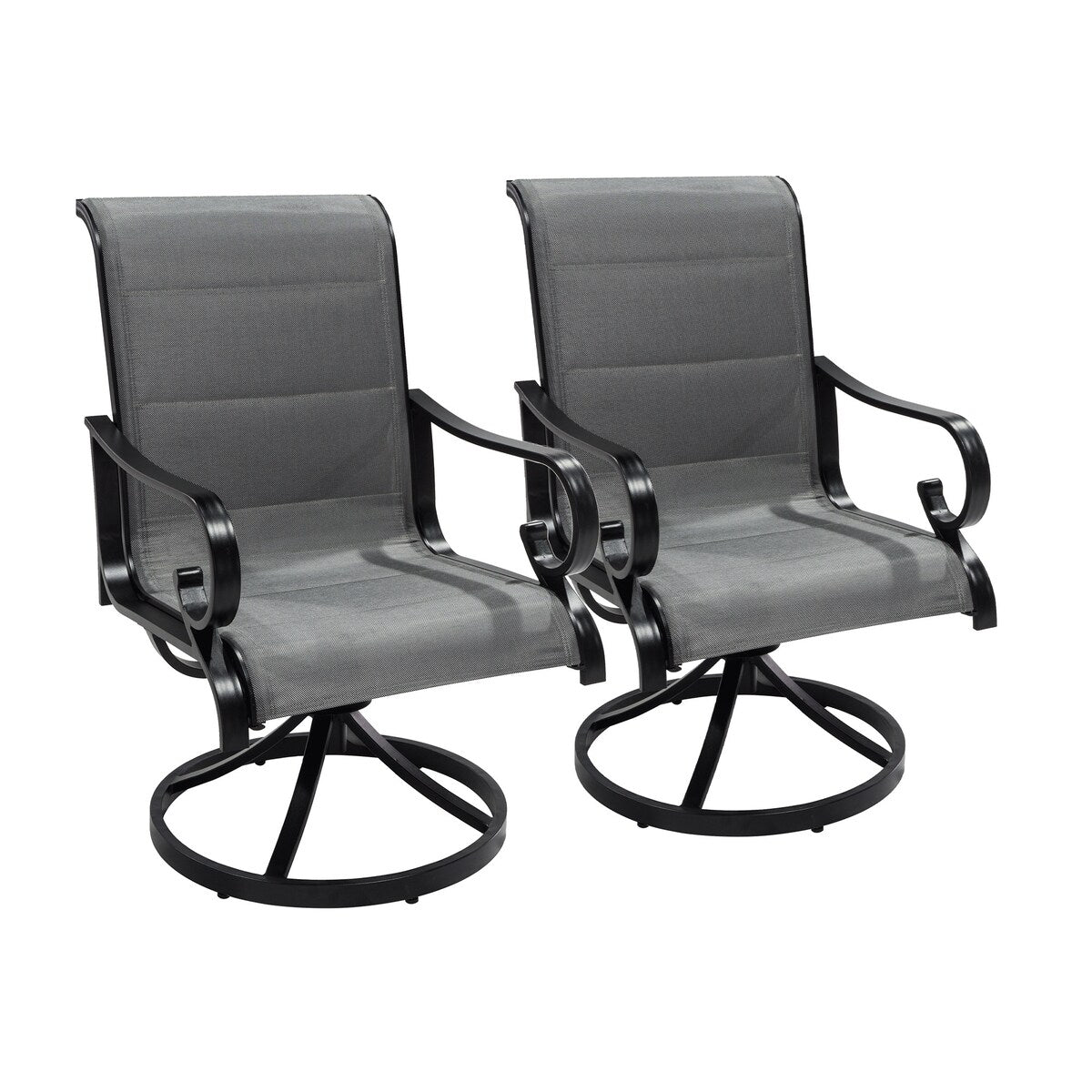 Ensemble de salle à manger d'extérieur 5 pièces avec chaises pivotantes en textilène et aluminium