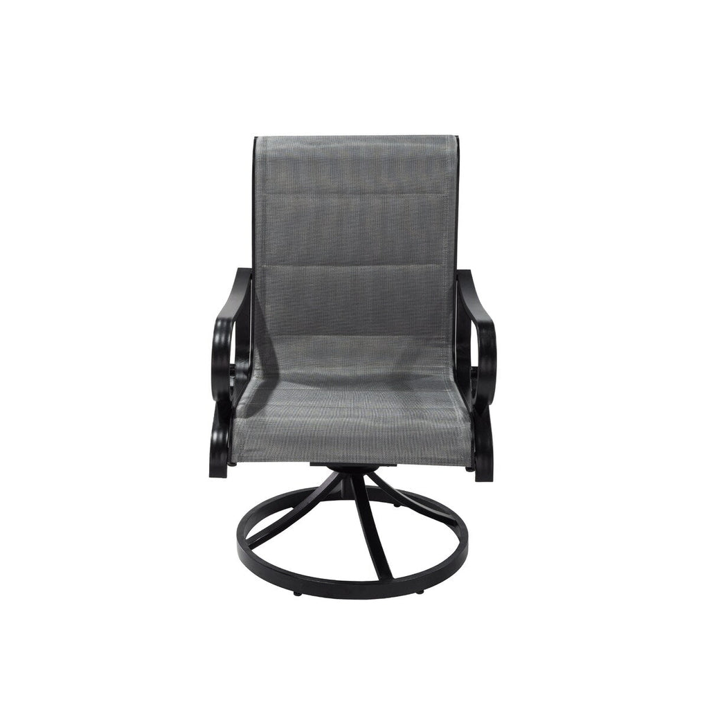 Ensemble de salle à manger d'extérieur 5 pièces avec chaises pivotantes en textilène et aluminium
