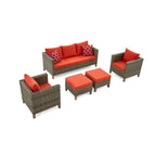 Ensemble de conversation extérieur en osier de 5 pièces pour patio