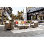 Ensemble de conversation extérieur en osier de 5 pièces pour patio