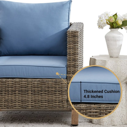 Ensemble de conversation extérieur en osier de 5 pièces pour patio