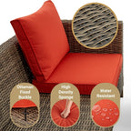 Ensemble de conversation extérieur en osier de 5 pièces pour patio