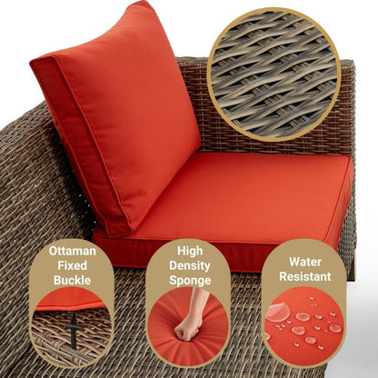 Ensemble de conversation extérieur en osier de 5 pièces pour patio