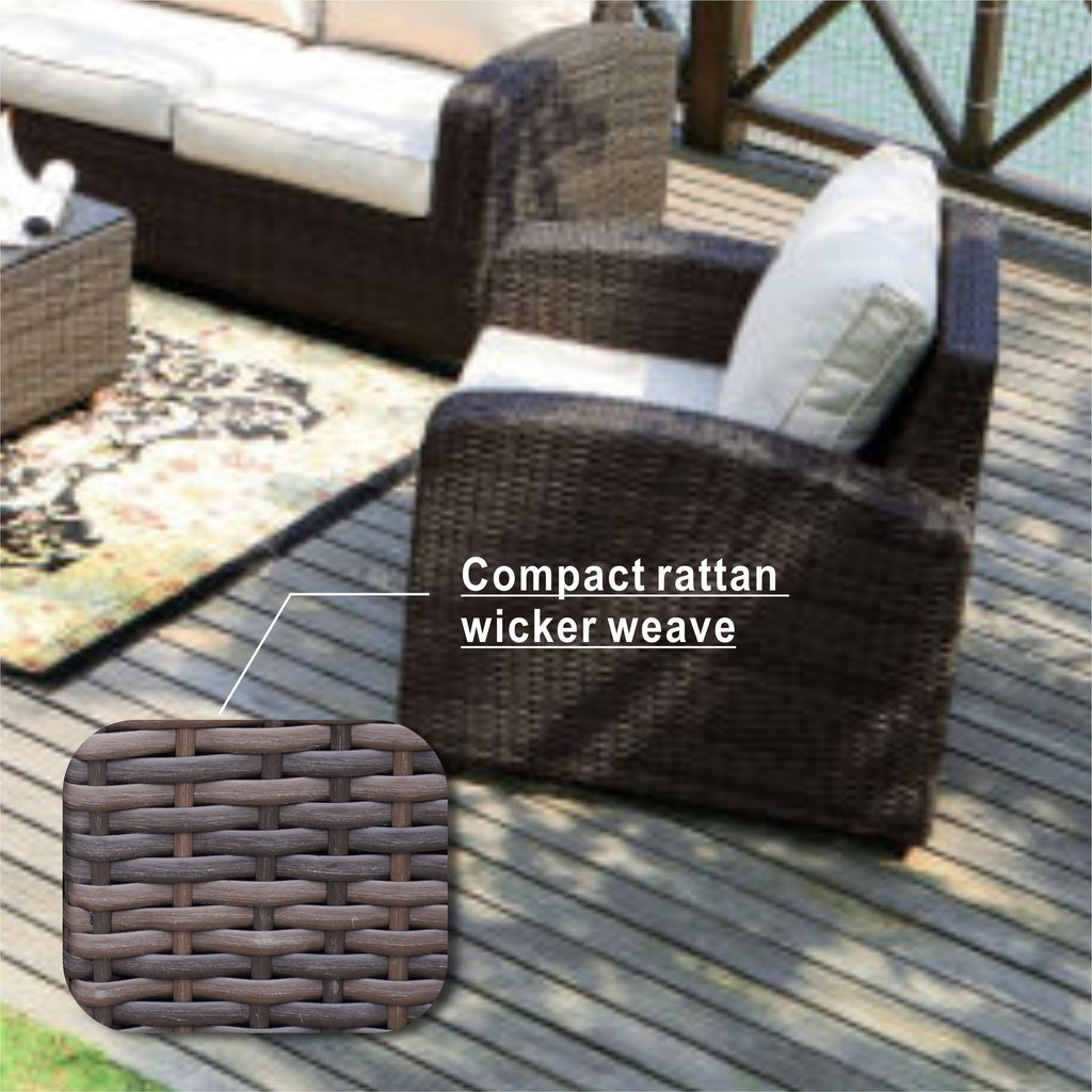 Ensemble de canapés d'extérieur en osier 5 pièces avec table et foyer en aluminium
