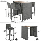 Ensemble de salle à manger et bar de patio 5 pièces, chaises hautes avec coussin