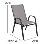 Ensemble de salle à manger de patio 5 pièces : table en verre, 4 chaises empilables flexibles