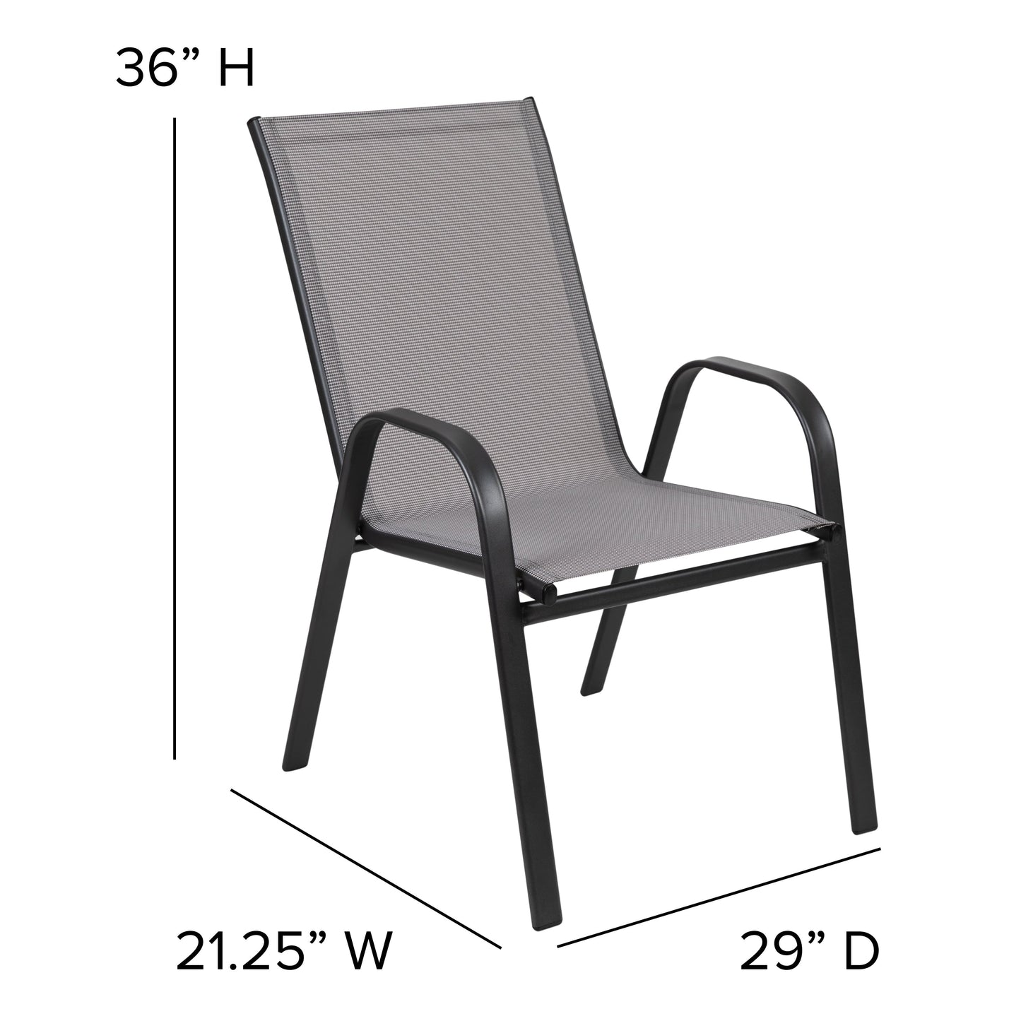 Ensemble de salle à manger de patio 5 pièces : table en verre, 4 chaises empilables flexibles