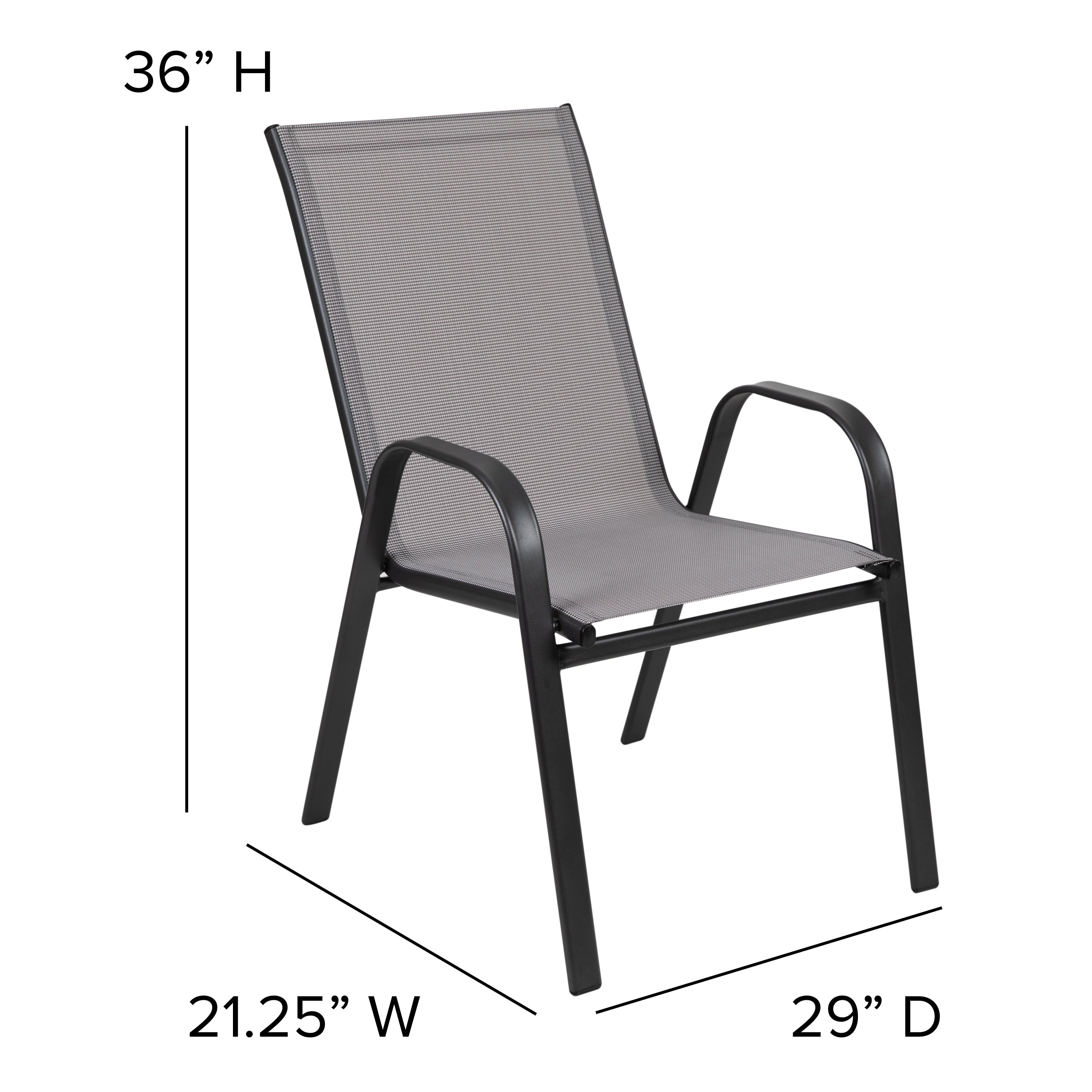 Ensemble de salle à manger de patio 5 pièces : table en verre, 4 chaises empilables flexibles