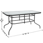 Ensemble de salle à manger de patio 5 pièces : table en verre, 4 chaises empilables flexibles