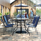 Ensemble de salle à manger de patio 5 pièces : table en verre, 4 chaises empilables flexibles