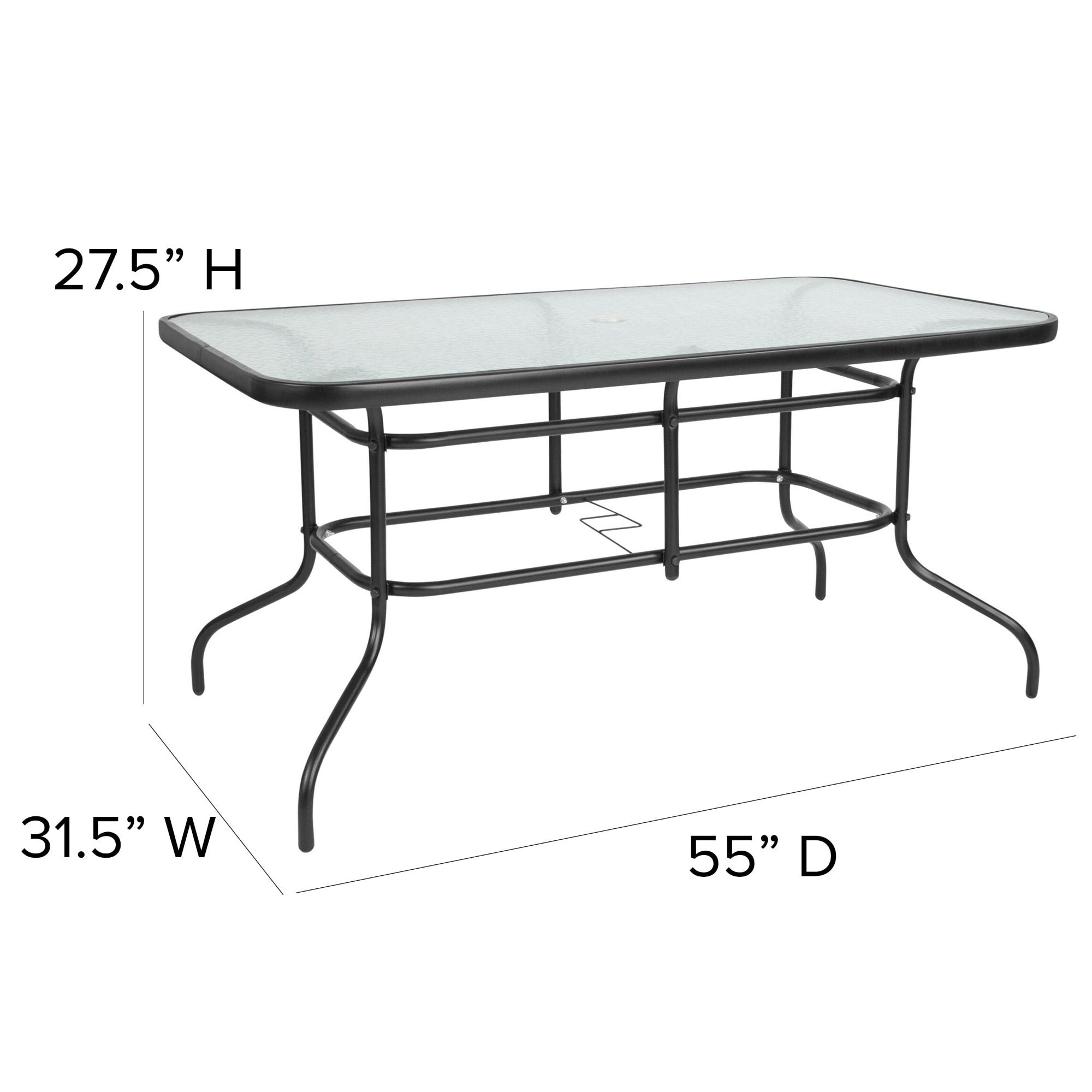 Ensemble de salle à manger de patio 5 pièces : table en verre, 4 chaises empilables flexibles