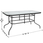 Ensemble de salle à manger de patio 5 pièces : table en verre, 4 chaises empilables flexibles