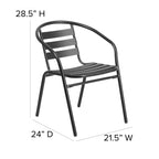 Ensemble de salle à manger de patio 5 pièces : table en verre, 4 chaises empilables flexibles
