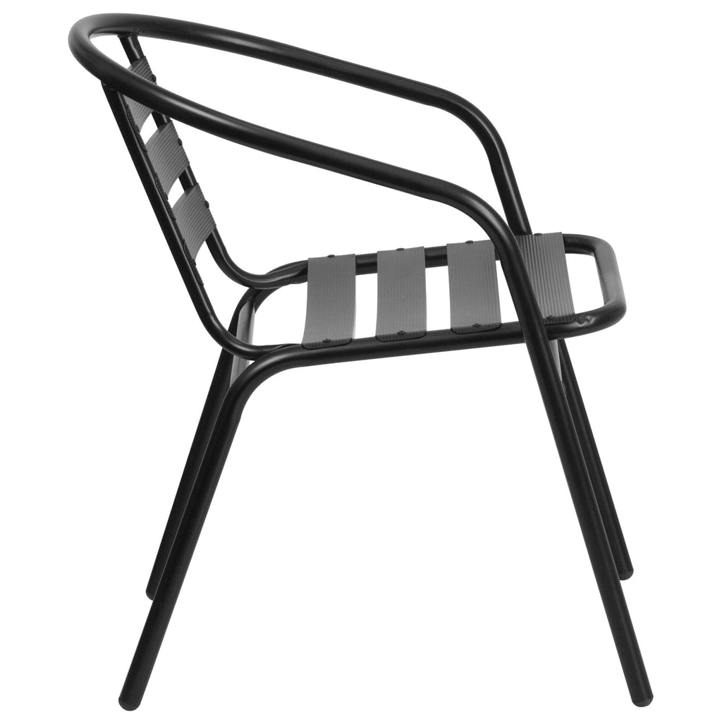 Ensemble de salle à manger de patio 5 pièces : table en verre, 4 chaises empilables flexibles