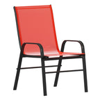 Ensemble de salle à manger de patio 5 pièces : table en verre, 4 chaises empilables flexibles