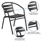 Ensemble de salle à manger de patio 5 pièces : table en verre, 4 chaises empilables flexibles
