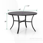 Ensemble de salle à manger de patio 5 pièces MAISON ARTS comprenant 4 chaises pivotantes en toile et 1 table à manger ronde avec revêtement électronique et trou pour parasol