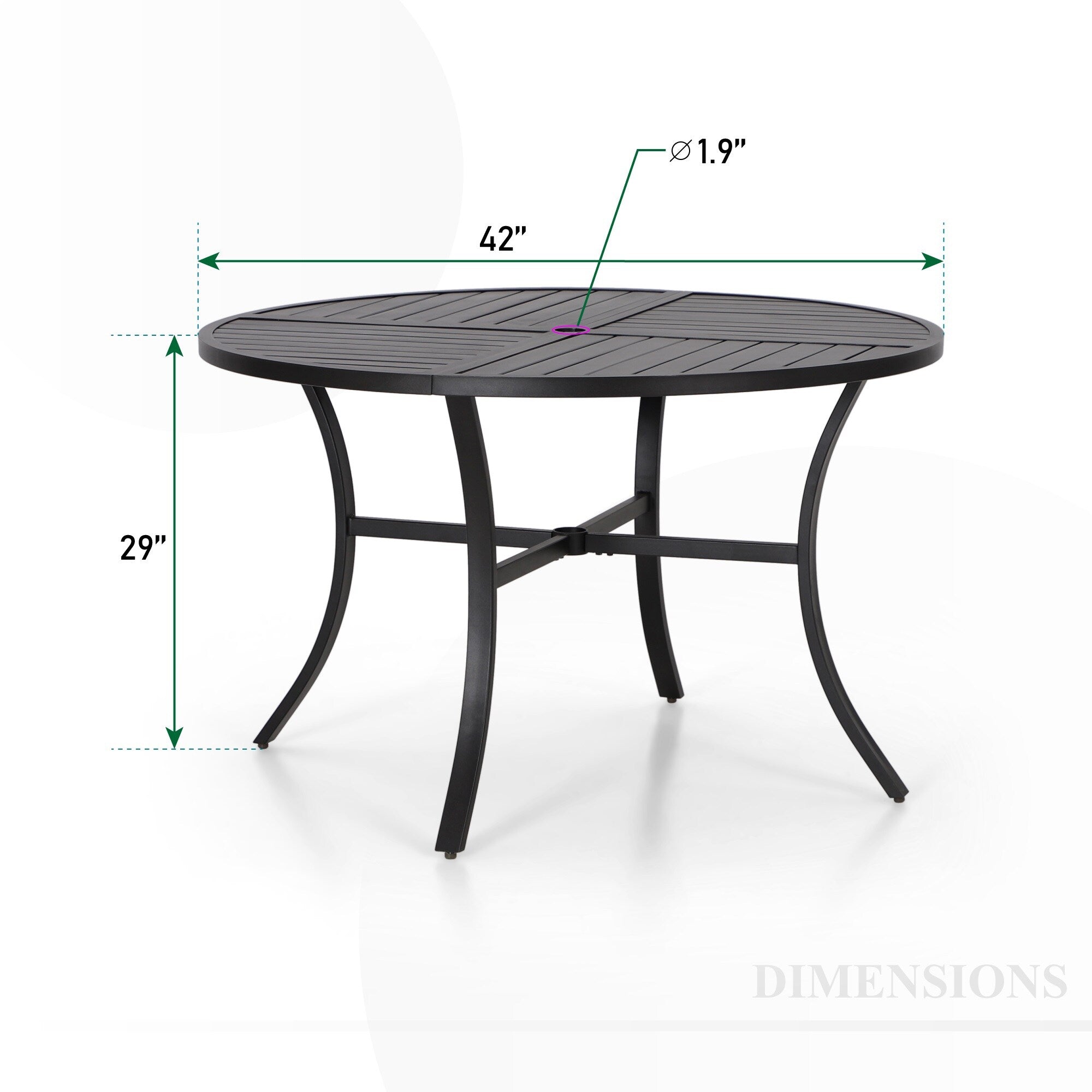 Ensemble de salle à manger de patio 5 pièces MAISON ARTS comprenant 4 chaises pivotantes en toile et 1 table à manger ronde avec revêtement électronique et trou pour parasol