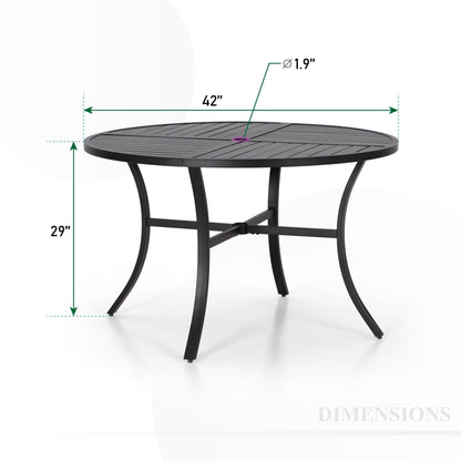 Ensemble de salle à manger de patio 5 pièces MAISON ARTS, table ronde à motifs géométriques et 4 chaises en textilène