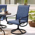 Ensemble de salle à manger de patio 5 pièces MAISON ARTS, 4 chaises pivotantes en toile et une table carrée en métal de 37 po avec trou pour parasol de 1,57 po