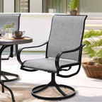 Ensemble de salle à manger de patio 5 pièces MAISON ARTS, 4 chaises pivotantes en toile et une table carrée en métal de 37 po avec trou pour parasol de 1,57 po