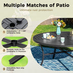 Ensemble de patio 5 pièces avec table ronde en métal de 42 pouces avec trou pour parasol et chaises en osier avec coussin