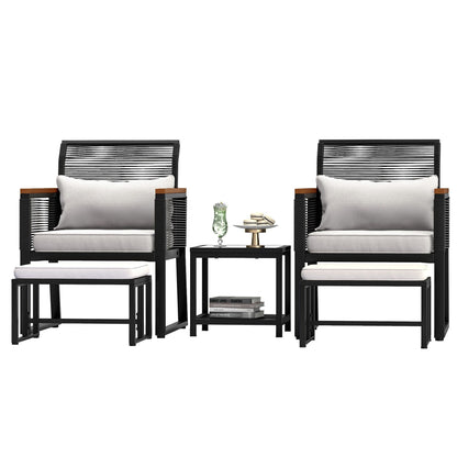 Ensemble bistro 5 pièces en osier avec coussins - 23,2 L x 28 l x 30,7 H