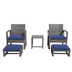 Ensemble de salon de jardin en osier 5 pièces avec fauteuils, poufs et table d'appoint