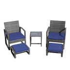 Ensemble de salon de jardin en osier 5 pièces avec fauteuils, poufs et table d'appoint