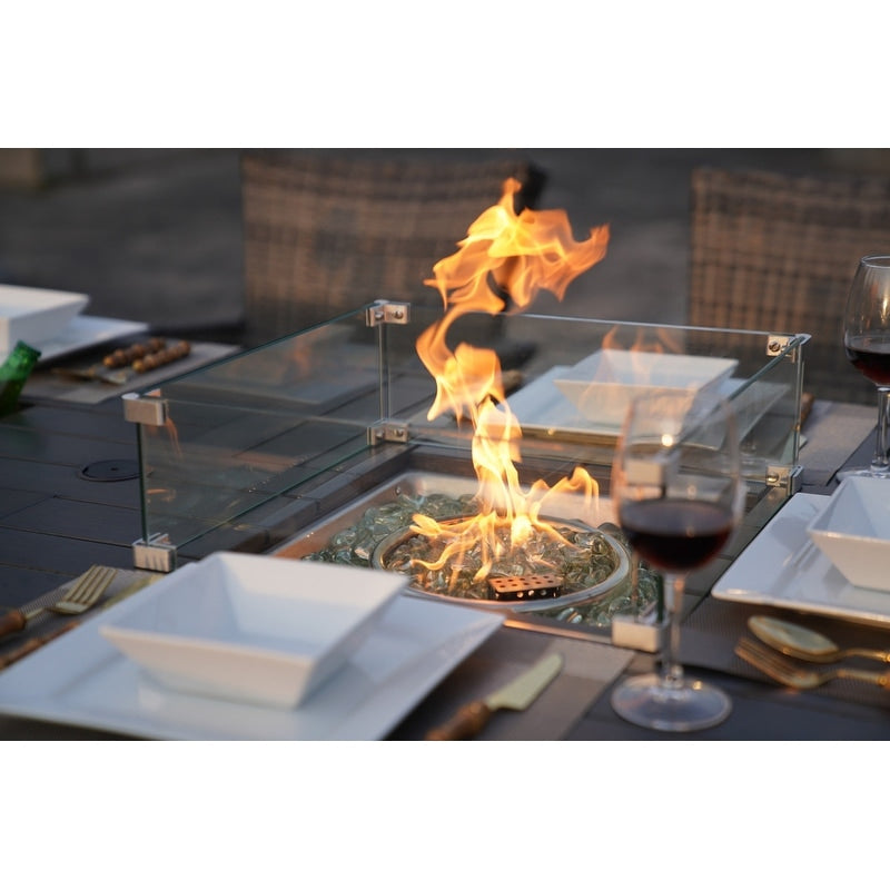Canapé de patio en osier 5 pièces avec table et coffre de rangement