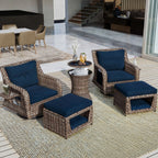Ensemble de 5 chaises à bascule d'extérieur en osier avec table de bar et niche pour animaux